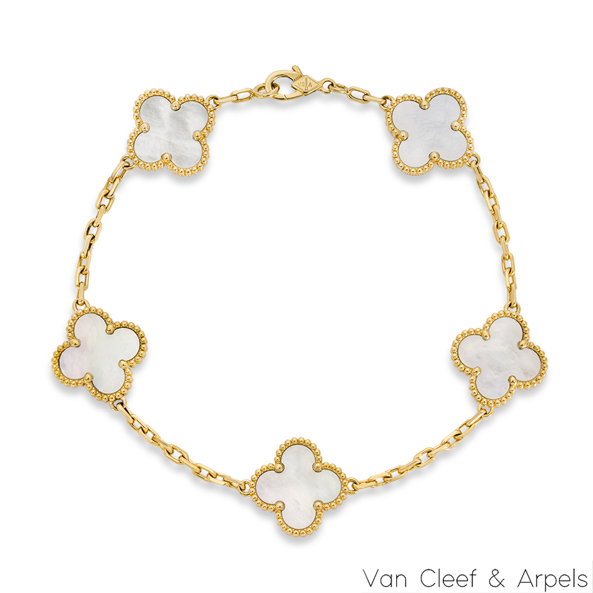 VAN CLEEF & ARPELS 18K Yellow Gold Mother of Pearl 5 Motifs